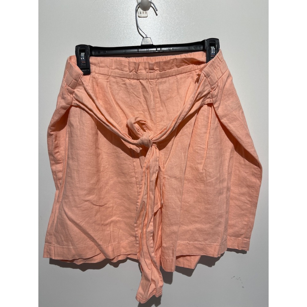 Land 'n Sea Womens Peach Linen Blend Tie Front Elastic Waist Shorts XL 3060709HA